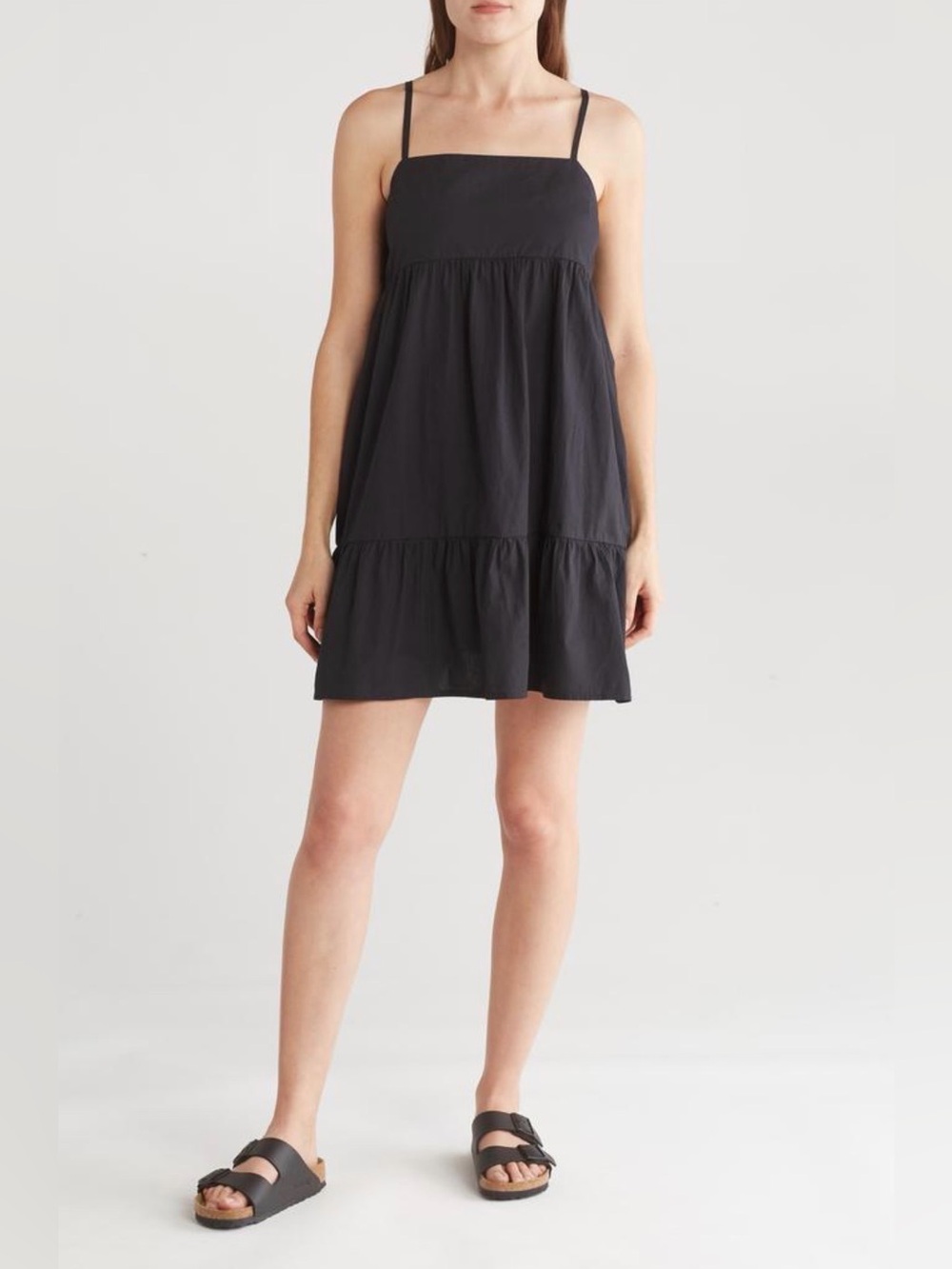 NWT Abound Black Tiered Cotton Babydoll Dress Size S